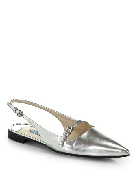 prada metallic pointy toe flat women|prada flats for women.